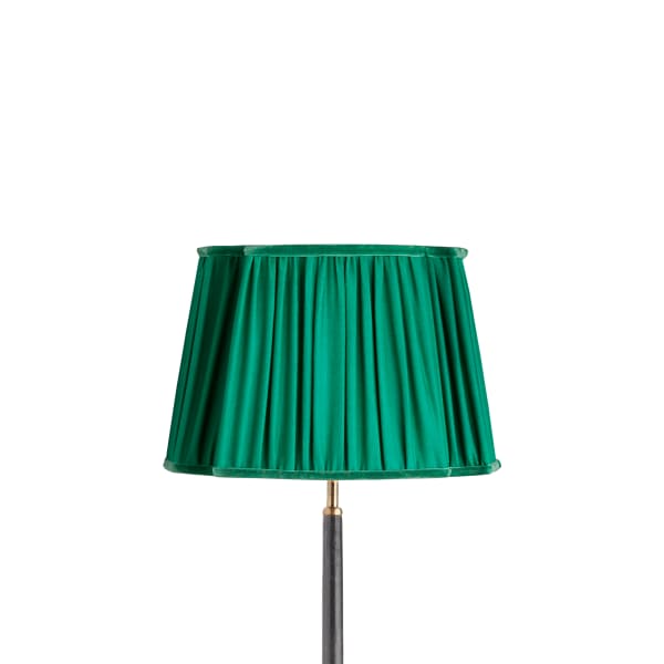 35cm fluted fancy shade in emerald silk with velvet tape