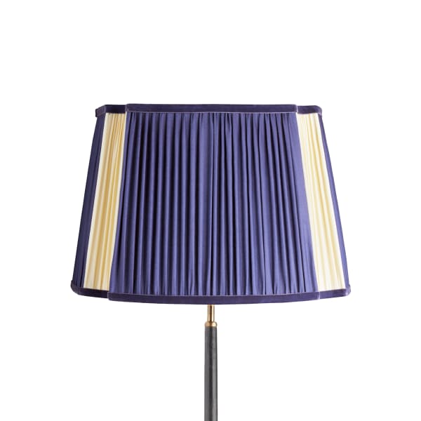 45cm fluted fancy shade in cobalt and cream silk with velvet tape