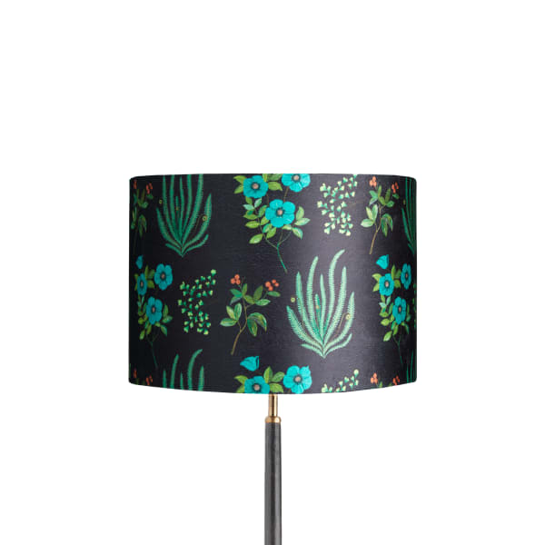 35cm drum shade in Liberty's 'Botanical Flora' in black