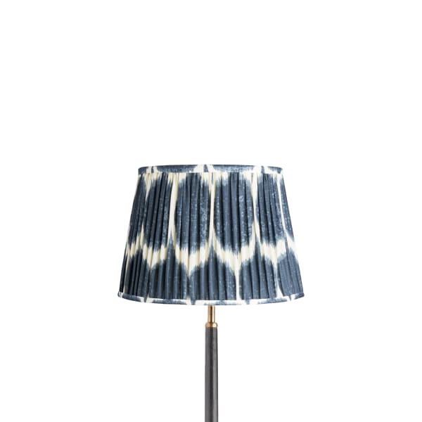 30cm straight empire printed linen ikat shade in navy Yoda