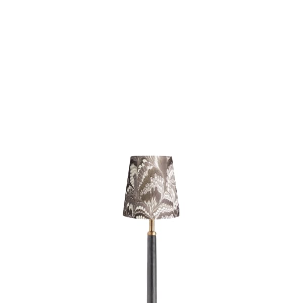 12cm tall tapered shade with candle clip in grey and black Piave hand made marble paper