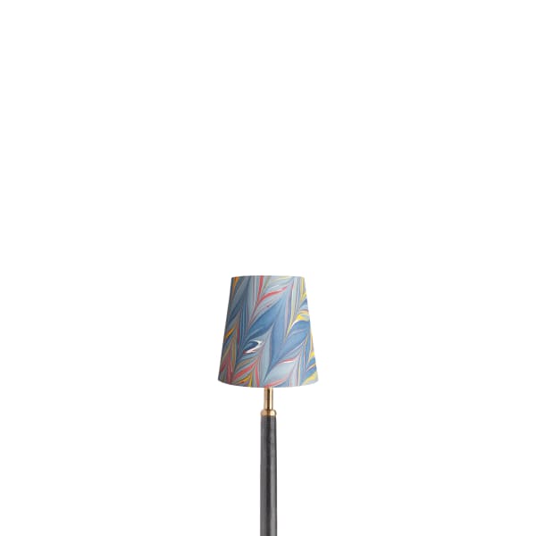 12cm tall tapered shade with candle clip in blue, yellow and red Brenta hand made marble paper