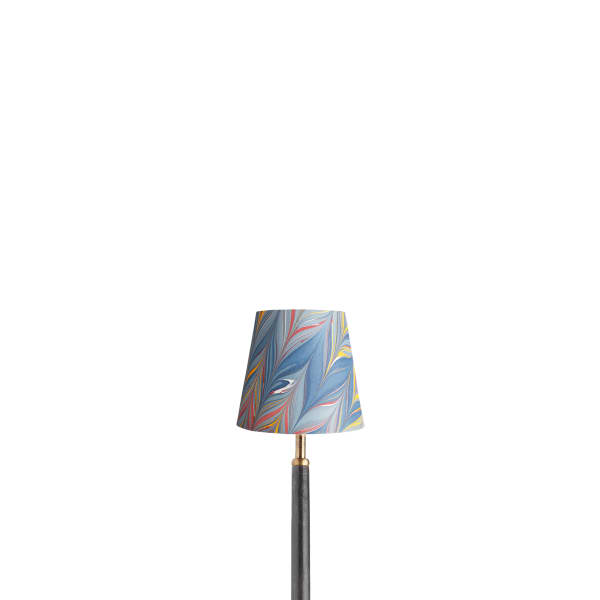 14cm tall tapered shade in blue, yellow and red Brenta hand made marble paper