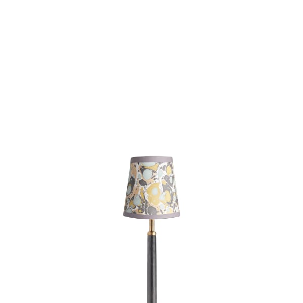 12cm tall tapered shade with candle clip in lime, blue and grey Sesia hand made marble paper