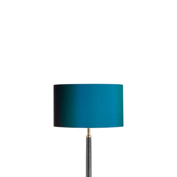 26cm short drum lampshade in peacock dupion silk