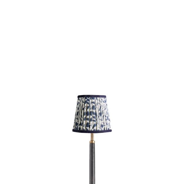 14cm tall tapered shade in indigo Rosehip linen by Morris & Co.