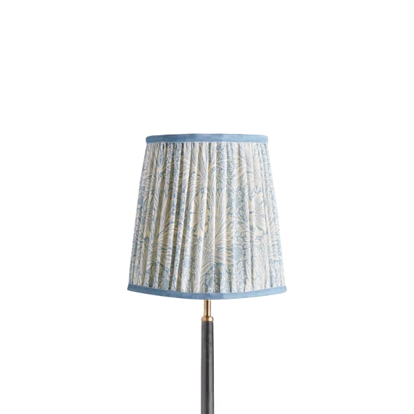 25cm tall tapered shade in china blue Marigold linen by Morris & Co.