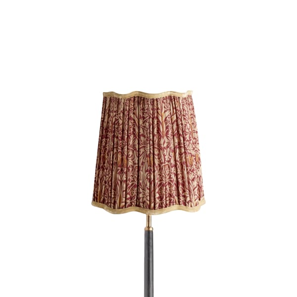 25cm scalloped tall tapered shade in claret & gold silk Snakeshead by Morris & Co.