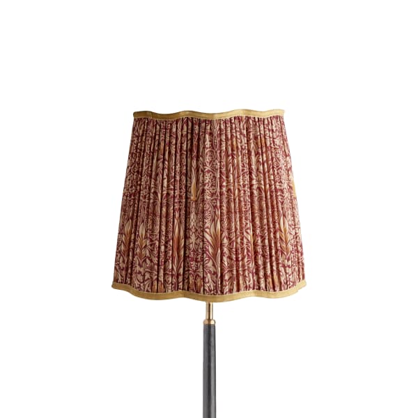 30cm scalloped tall tapered shade in claret & gold silk Snakeshead by Morris & Co.