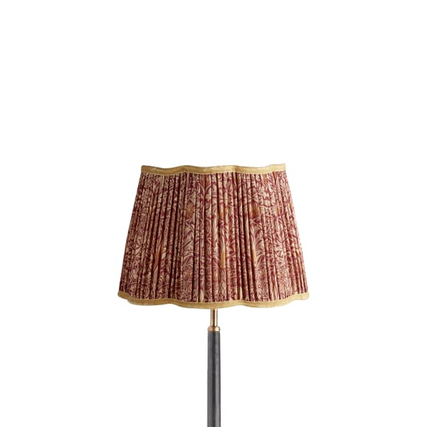 30cm scalloped straight empire shade in claret & gold silk Snakeshead by Morris & Co.