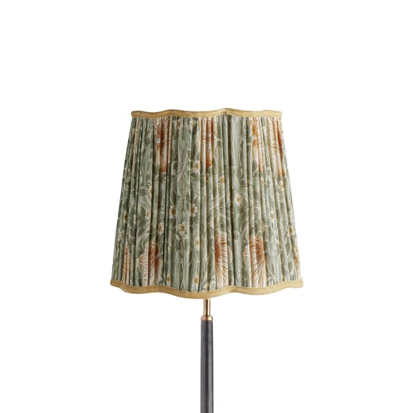30cm scalloped tall tapered shade in bayleaf & manilla silk Pimpernel by Morris & Co.