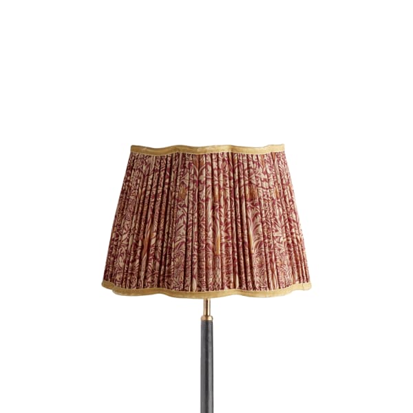 35cm scalloped straight empire shade in claret & gold silk Snakeshead by Morris & Co.