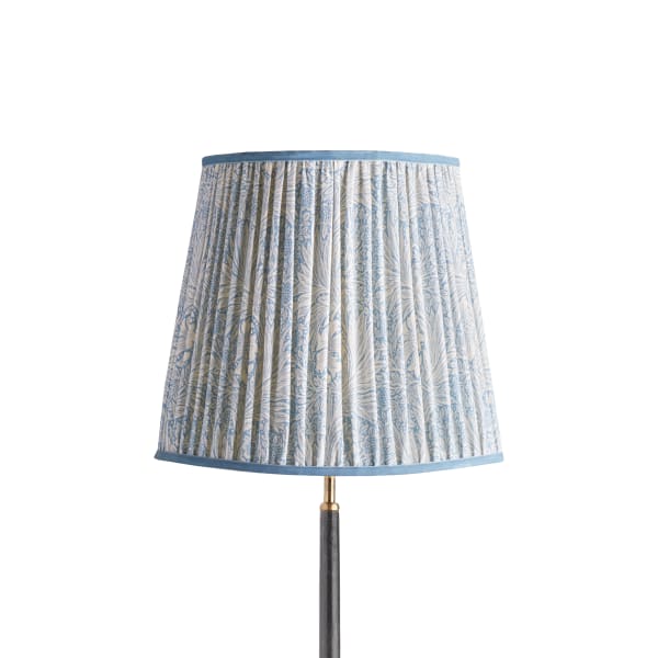 35cm tall tapered shade in china blue Marigold linen by Morris & Co.