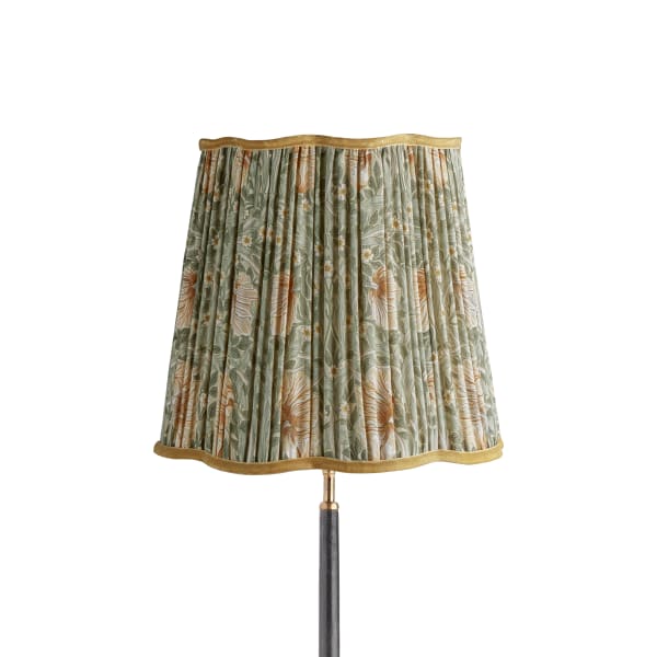 35cm scalloped tall tapered shade in bayleaf & manilla silk Pimpernel by Morris & Co.