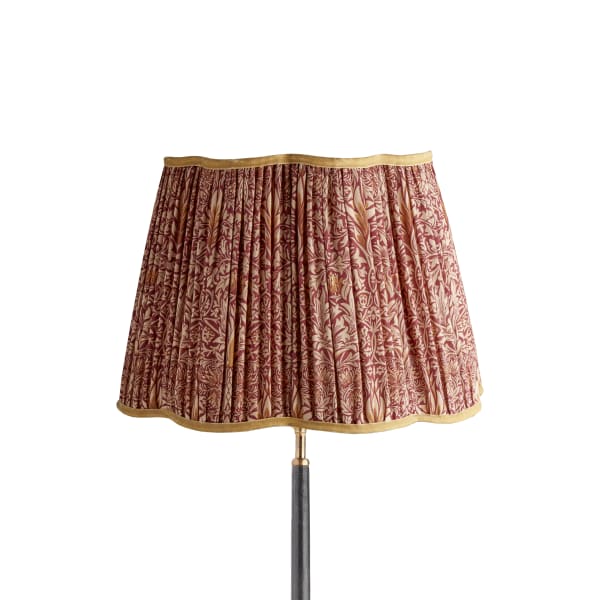 40cm scalloped straight empire shade in claret & gold silk Snakeshead by Morris & Co.