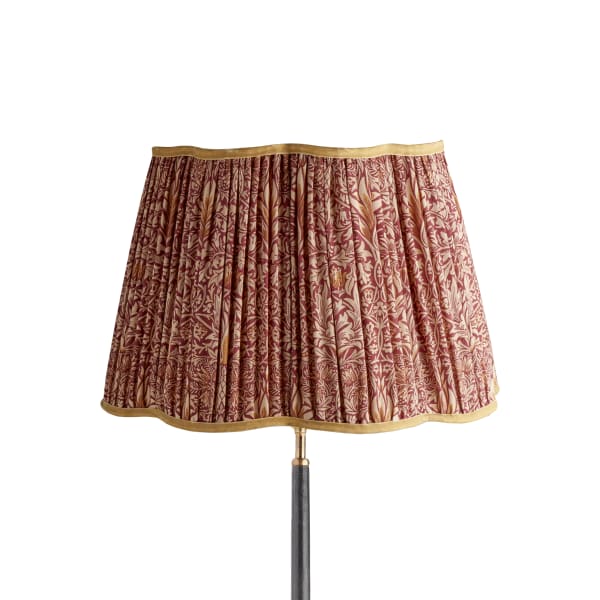 45cm scalloped straight empire shade in claret & gold silk Snakeshead by Morris & Co.