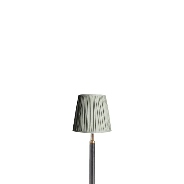 14cm tall tapered gathered lampshade in smog stonewashed linen