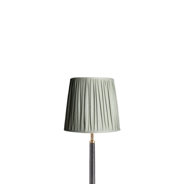 20cm tall tapered gathered lampshade in smog stonewashed linen