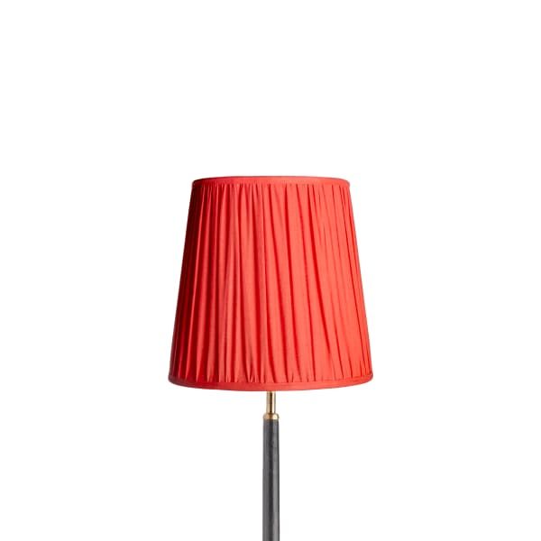 25cm tall tapered gathered lampshade in flame stonewashed linen