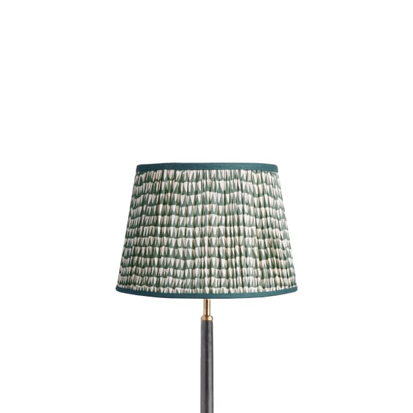 30cm straight empire gathered lampshade in teal savannah block printed cotton