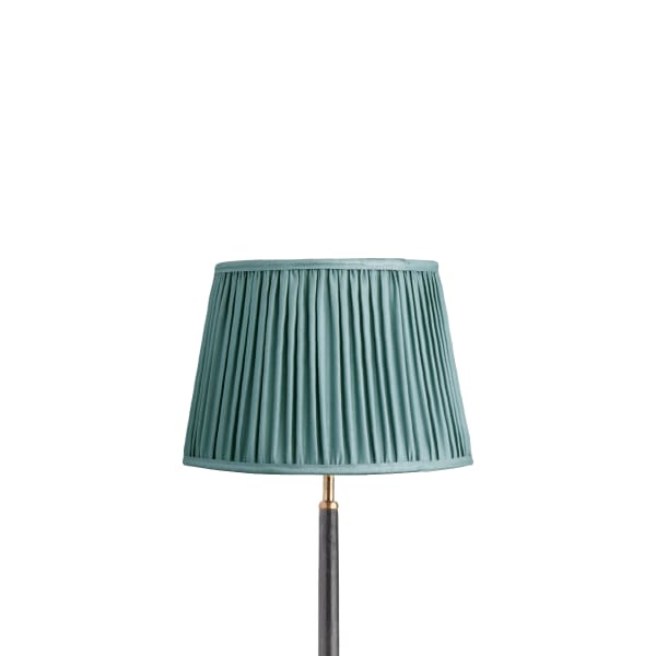 30cm straight empire gathered lampshade in blue silk