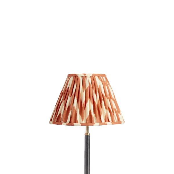 30cm empire gathered lampshade in orange printed linen ikat