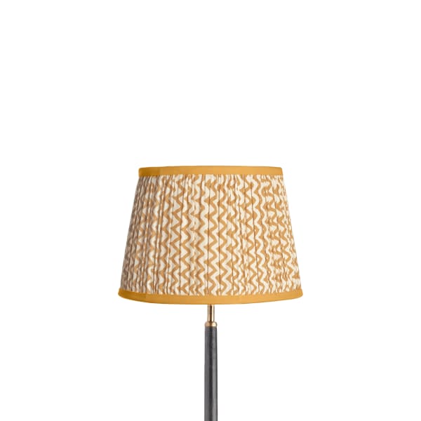 30cm straight empire gathered lampshade in caramel chevrons block printed cotton