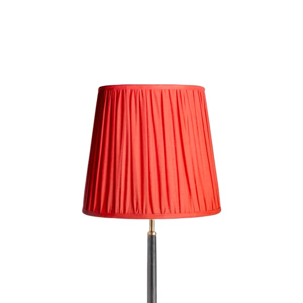 30cm tall tapered gathered lampshade in flame stonewashed linen