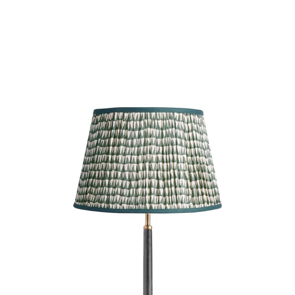 35cm straight empire gathered lampshade in teal savannah block printed cotton