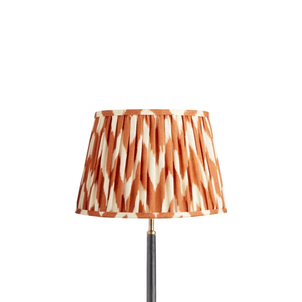 35cm straight empire gathered lampshade in orange printed linen ikat