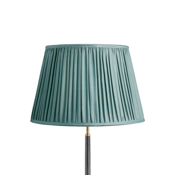 45cm straight empire gathered lampshade in blue silk