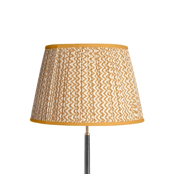 45cm straight empire gathered lampshade in caramel chevrons block printed cotton