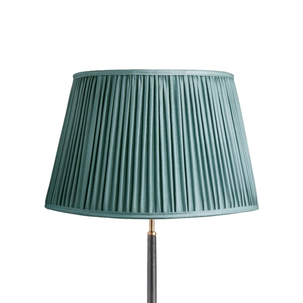 50cm straight empire gathered lampshade in blue silk