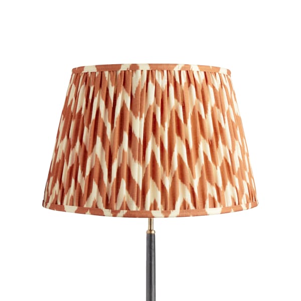 50cm straight empire gathered lampshade in orange printed linen ikat