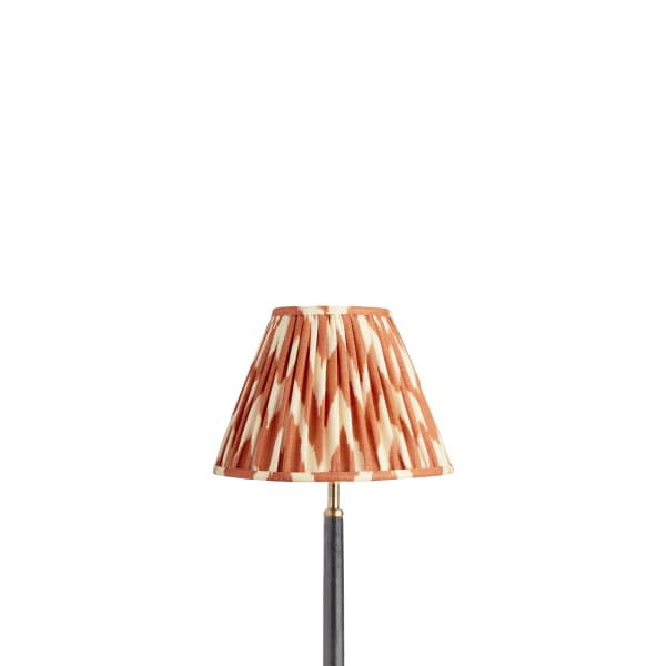 25cm empire gathered lampshade in orange printed linen ikat