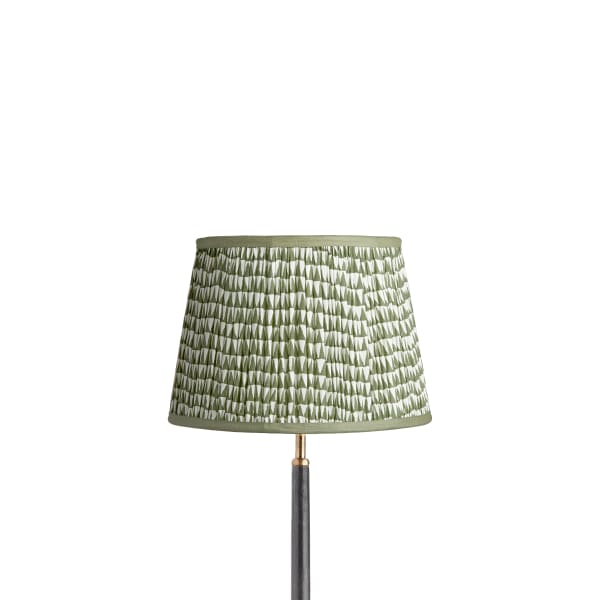 30cm straight empire lampshade in savannah block printed cotton in green