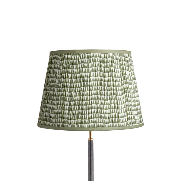 40cm straight empire lampshade in savannah block printed cotton in green