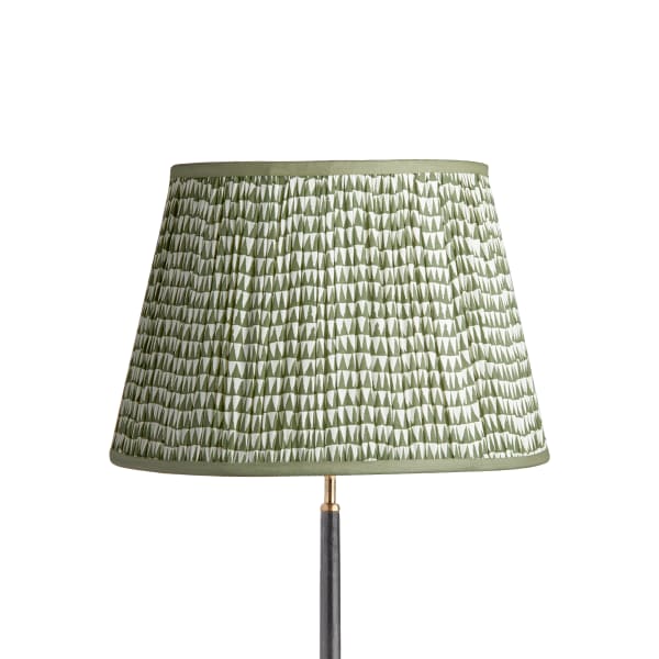 45cm straight empire lampshade in savannah block printed cotton in green