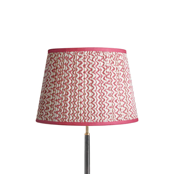 40cm straight empire lampshade in crimson chevrons with crimson tape