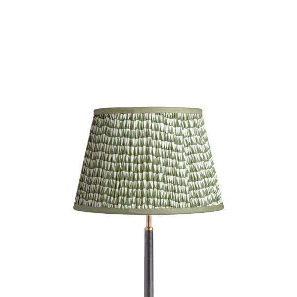 35cm straight empire lampshade in savannah block printed cotton in green