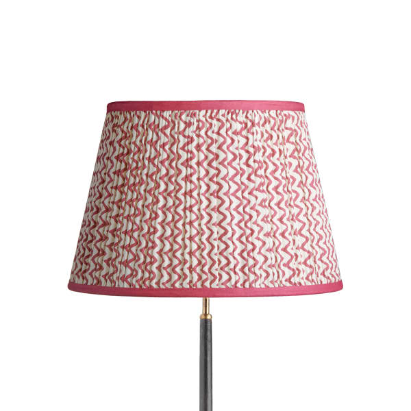 45cm straight empire lampshade in crimson chevrons with crimson tape