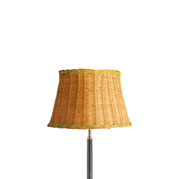 30cm straight empire shade in natural rattan with green stripe