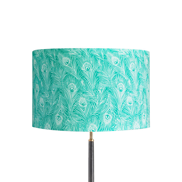 45cm drum shade in Liberty's 'Hera Plume' in jade