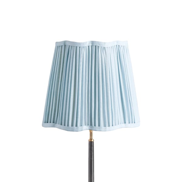 35cm scalloped tall tapered shade in blue sky linen