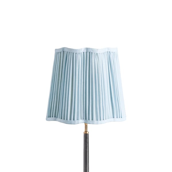 30cm scalloped tall tapered shade in blue sky linen