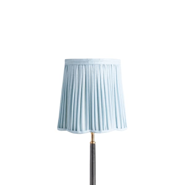 25cm scalloped tall tapered shade in blue sky linen