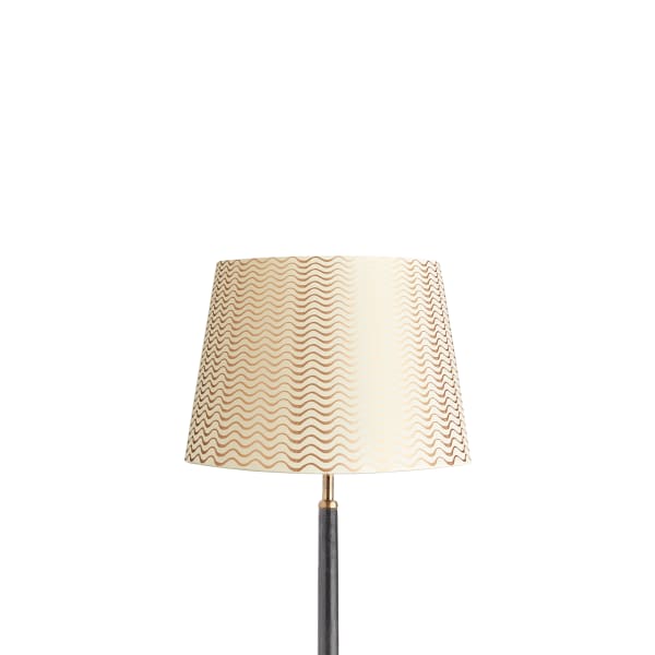 Shiny Brass Table Lamp with Pleated Empire Cylinder Shade – Mimi's