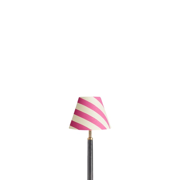 16cm empire shade in hot pink stripes hand painted card