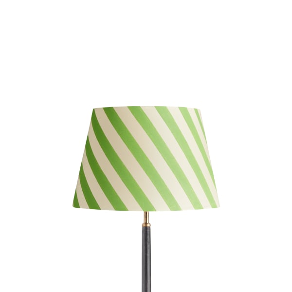 35cm straight empire shade in classic green stripes hand painted card