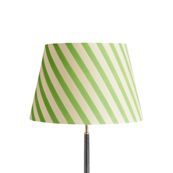 45cm straight empire shade in classic green stripes hand painted card